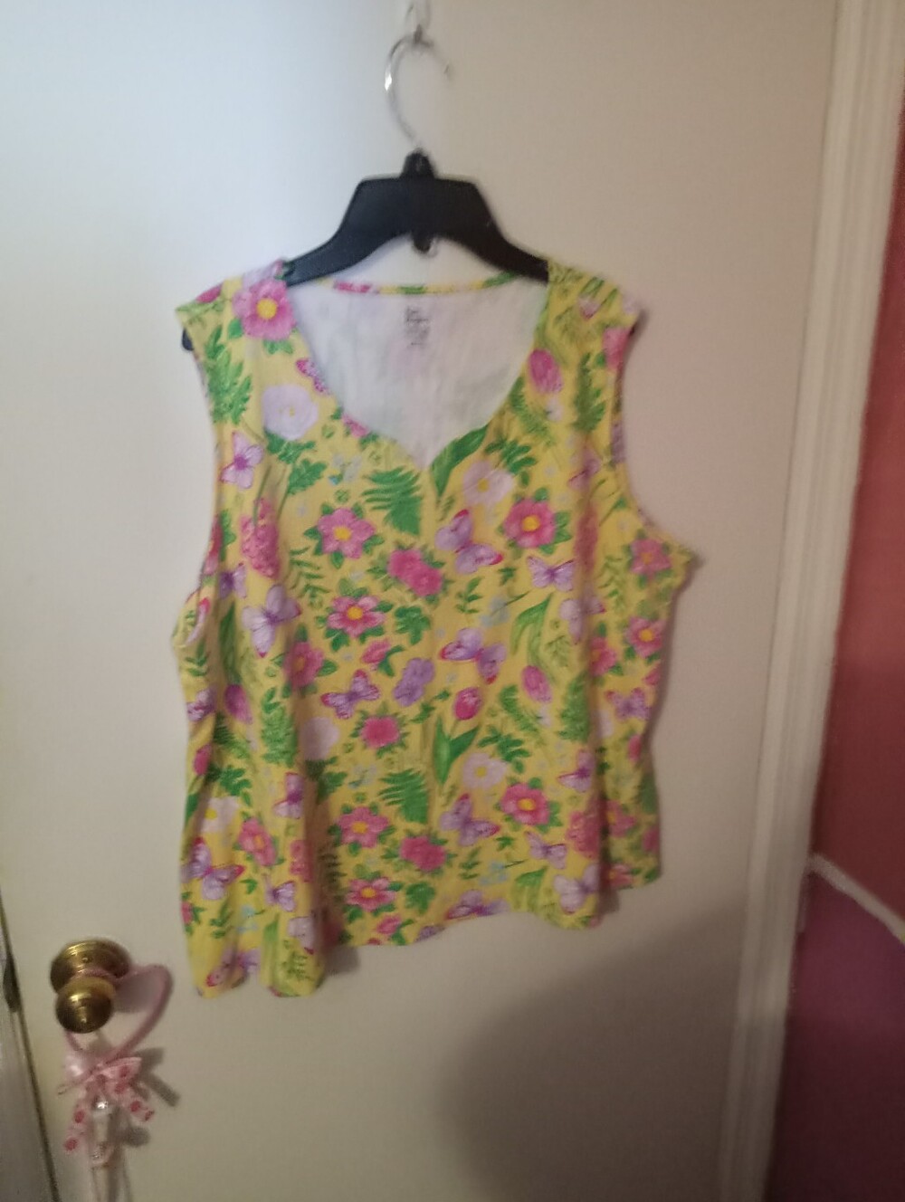 Women's Plus Size Butterfly Floral Print Perfectly Soft 100% Cotton Tank Top